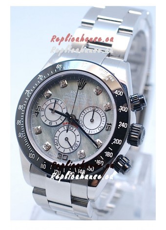 Rolex Daytona MonoBloc Cerachrom Bezel Swiss Replica Rose Gold Plated Watch in White Mother Pearl Dial