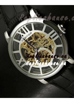 Cartier Ronde de Japanese Replica Watch in Skelton Gold Dial