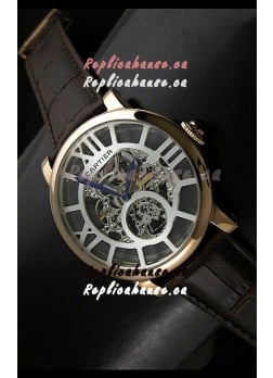 Cartier Ronde de Japanese Replica Watch in Skelton Grey Dial