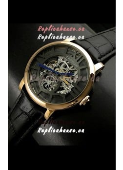 Cartier Ronde de Japanese Replica Watch in Skelton Black Dial