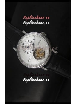 Breguet Classique Tourbillon Swiss Replica Watch in Stainless Steel with Diamonds Bezel