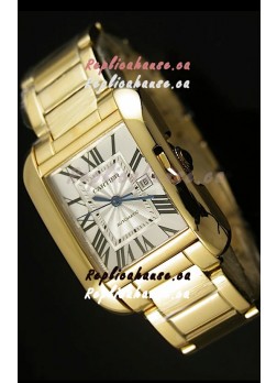 Cartier Tank Anglaise Mid Sized Swiss Watch Yellow Gold - 1:1 Mirror Replica Watch