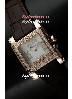 Chopard Happy Sport Swiss Replica Watch in Brown Strap