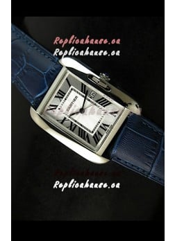 Cartier Tank Ladies Replica Watch in Steel Case/Purple Strap