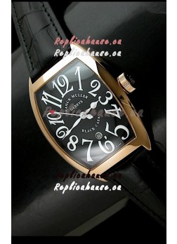 Franck Muller Geneve Casablanca Japanese Rose Gold Watch in Black Dial