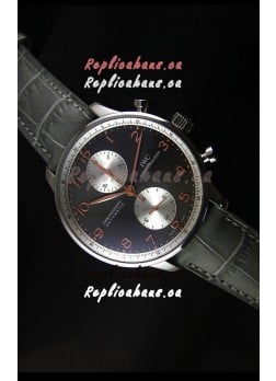 IWC Portuguese Chronograph Swiss Replica Watch in Steel Case - 1:1 Mirror Replica Edition