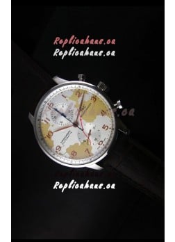 IWC Portuguese Chronograph Swiss Replica Watch in Map Printed Dial - 1:1 Mirror Replica Edition
