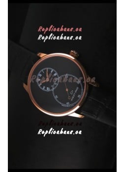 Jaquet Droz Grande Seconde Black Enamel Stainless Rose Gold Case in Black Dial