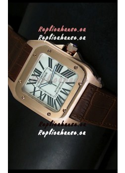 Cartier Santos 100 1:1 Mirror Replica Rose Gold Watch 42MM