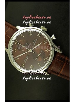 IWC Portuguese Chronograph Swiss Replica Watch in Steel Case - 1:1 Mirror Replica Edition