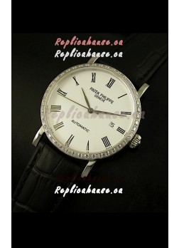 Patek Philippe Calatrava 5120 Swiss Replica Watch in Steel Casing - Roman Hours