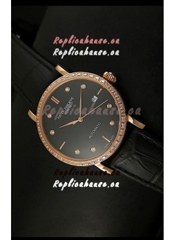 Patek Philippe Calatrava 5298 Swiss Replica Watch in Pink Gold Casing - Diamonds Hours