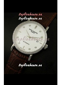 Patek Philippe Calatrava 5298 Swiss Replica Watch in Steel Casing - Diamonds Hours