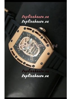 Richard Mille RM052 Skull Tourbillon Swiss Replica Watch in Pink Gold Casing