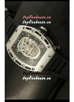Richard Mille RM052 Skull Tourbillon Swiss Replica Watch in Brushed Steel Case