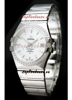 Omega Constellation Mens Swiss Automatic Watch in White Dial - 1:1 Mirror Replica 