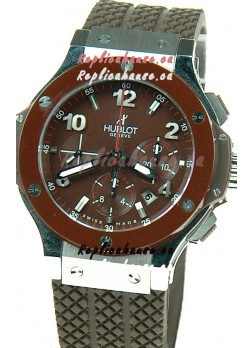 Hublot Big Bang Swiss Replica Watch in Brown Dial Ceramic Bezel