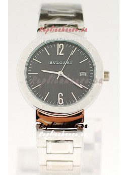 Bvlgari Quartz Japanese Steel Watch in Black Dial