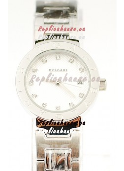 Bvlgari Quartz Japanese Steel Watch in White Dial