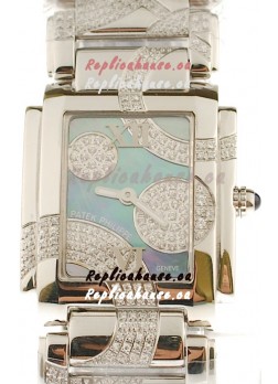 Patek Philippe Twenty Four Swiss Replica Steel Watch in Pearl Dial