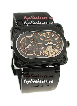 Bell and Ross BR Minuteur Tourbillon PVD Japanese Watch in Rose Gold Markers