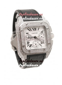 Cartier Santos 100 Swiss Replica Watch with Two Tone Casing 