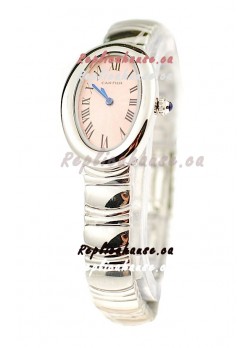 Cartier Baignoire Ladies Japanese Replica Watch in Pink Dial