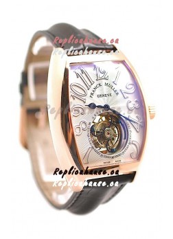 Franck Muller Aeternitas Tourbillon Swiss Replica Gold Watch in Black Strap