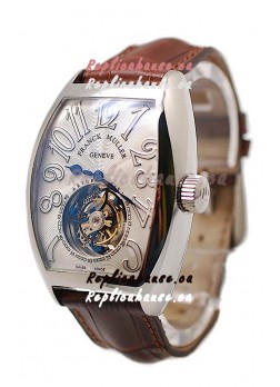 Franck Muller Aeternitas Tourbillon Swiss Replica Gold Watch in Brown Strap