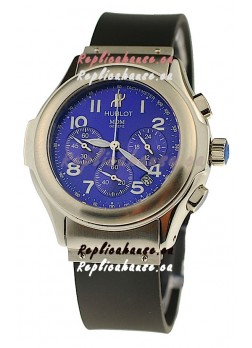 Hublot MDM Chronograph Swiss Replica Watch in Blue Dial