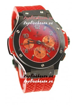 Hublot Big Bang Swiss Watch in Red Dial Ceramic Bezel