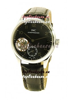 IWC Portuguese Tourbillon Swiss Replica Watch in Black Dial