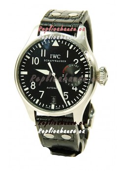IWC Big Pilot Swiss Replica Steel Watch in Black Dial 