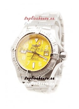 Breitling Chronograph Chronometre Swiss Replica Watch in Yellow Dial