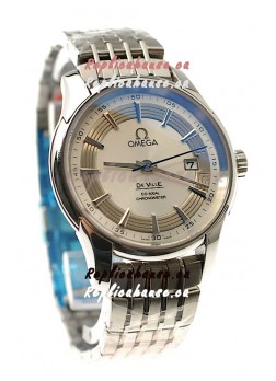 Omega Co Axial De Ville Hour Vision Swiss Replica Watch in White Dial