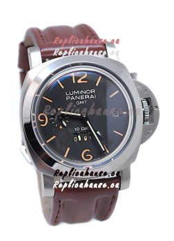 Panerai Luminor GMT 10 Days Swiss Replica Watch in Brown Strap