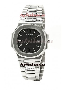 Patek Philippe Nautilus Mens Swiss Replica Watch in Black Dial