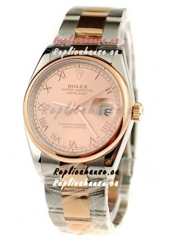 Rolex Day Date Two Tone Swiss Watch in Pink Gold Dial