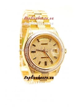 Rolex Day Date Swiss Watch in Yellow gold with Diamonds Dial
