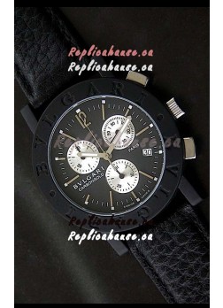 Bvlgari Carbongold Japanese Replica Quartz PVD Watch in Black Dial