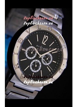 Bvlgari Diagono Japanese Replica Quartz Watch in Black Dial