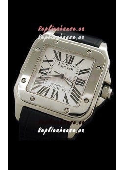 Cartier Santos 100 Swiss Replica Watch in White Dial