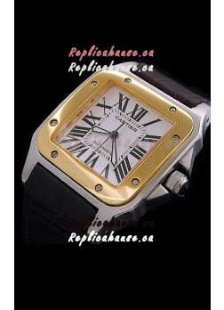 Cartier Santos 100 Swiss Replica Watch in White Dial