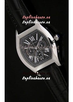 Cartier Tortue Japanese Replica Watch in Black Strap