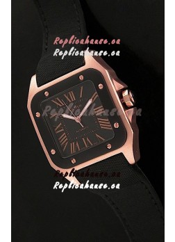 Cartier Santos Swiss Replica Watch in Black Dial