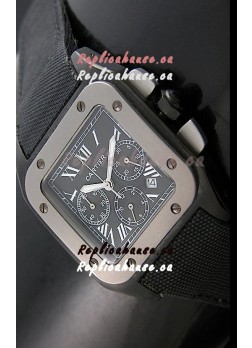 Cartier Santos Japanese Replica Watch in Black Dial