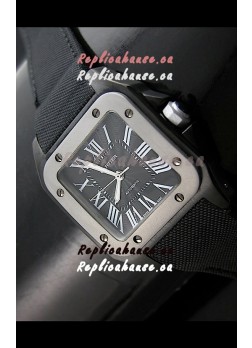 Cartier Santos 100 Japanese Replica Watch in Black Dial
