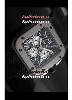 Cartier Santos 100 Japanese Replica Watch in Black Dial