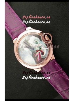Ballon De Cartier Watch in Elephant Lacquered Dial and Pink Gold Casing