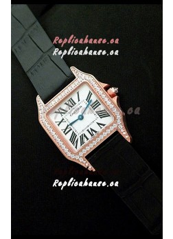 Cartier Santos Dumont Japanese Replica Watch in Pink Gold Casing